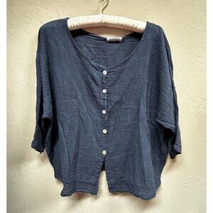 Nina Kendosa Paris Womens Cotton Button Down Oversized Blouse Made in Italy